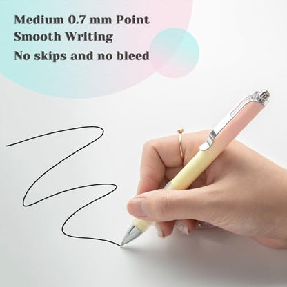 Gel Pens Fine Point 0.7mm Black Ink Gel Pen Retractable Cute Pens for Smooth Writing School Office Supplies (18 Count)