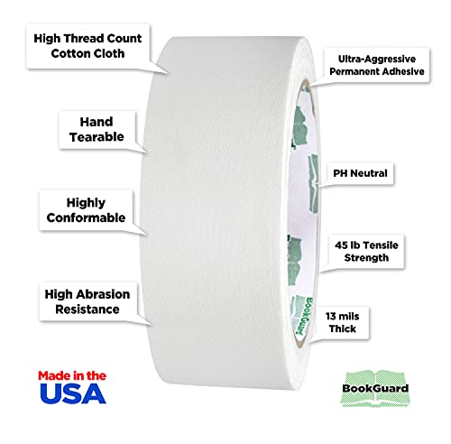 1-1/2 Inch White Bookbinding Repair Tape, 15 Yard Roll