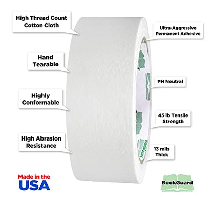1-1/2 Inch White Bookbinding Repair Tape, 15 Yard Roll