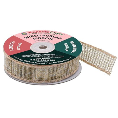 1 Inch Wide Natural Wired Burlap Ribbon for Crafts (30 Foot)