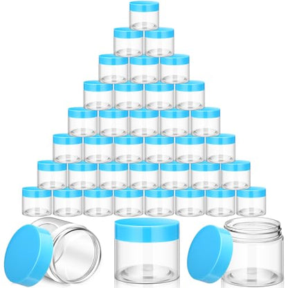 36 Pieces 2 oz Plastic Jars with Lids Wide Mouth Airtight Reusable Container Acrylic Cosmetic Small Jars for Lotions Ointments Travel Toiletries Creams Make up Storage (36 Count)