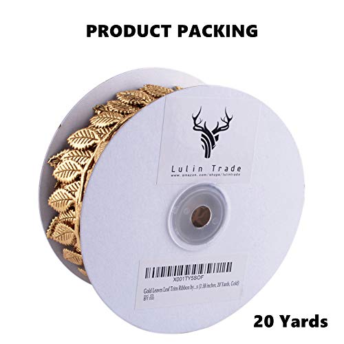 Gold Leaves Leaf Ribbon Trim Rope (60 Foot)
