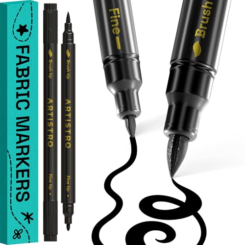 2 Black Dual Tip Fabric Markers Decorating Kit Permanent for Cloth (2 Count)
