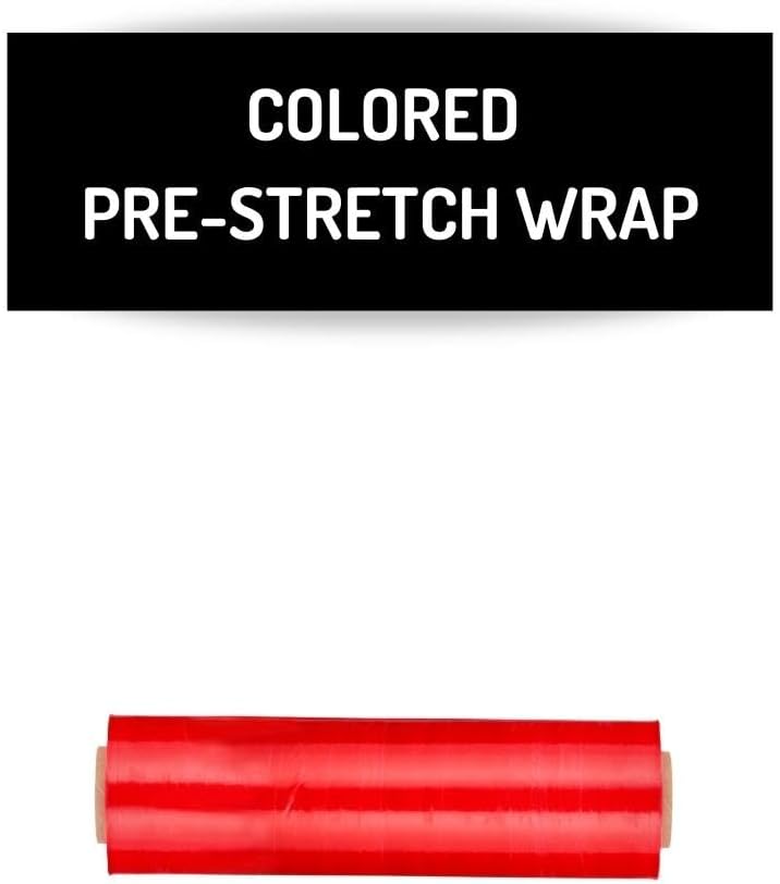 PSBM Red Stretch Wrap, 15 Inch x 1476 Feet, 4 Pack, Tinted Pre-Stretched Shrink Wrap Film for Moving, Packaging, Pallet Wrapping