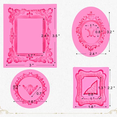 Baroque Frame Silicone Fondant Mold (4 Count)
