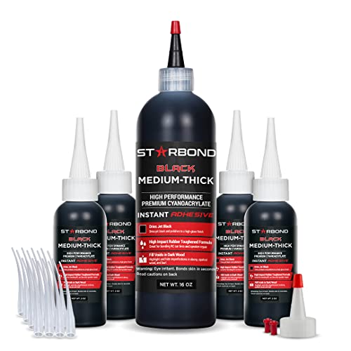 Black Medium Thick CA Glue Complete Refill Kit (16 Ounce)
