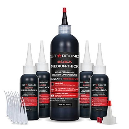 Black Medium Thick CA Glue Complete Refill Kit (16 Ounce)