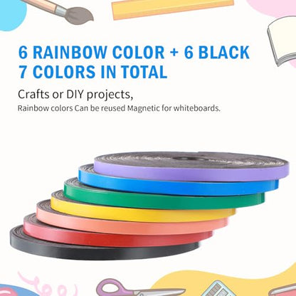 33 ft x 1 4in Magnetic Tape 12 Rolls Back to School Supplies Colored Magnetic Board Dividers (12 Count)
