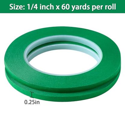 2 Pack 1 4" inch x 60yd Green Painters Tape Easy Removal Thin Narrow Finishing Masking Tape Painting Tape Wall Tape (360 Foot)