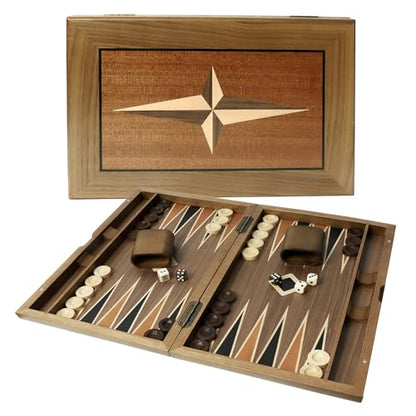 GSE Premium Wooden Inlay Backgammon Board Set