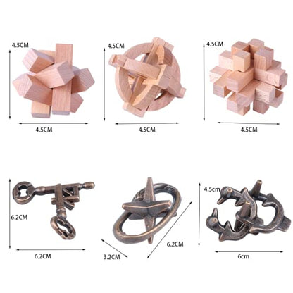 Brain Teaser Puzzle for Adults Puzzles Metal Hole Lock Adult Educational Toy Jigsaw IQ Puzzle（6 Pack） (6 Count)