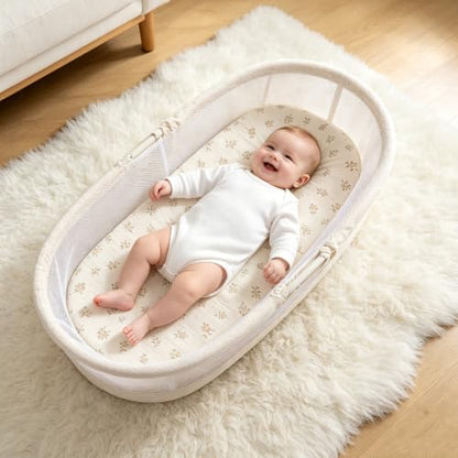 Organic Baby Bassinet Sheets 2 Pack 33”x17” 100% Muslin Cotton for Baby Girl Boy (2 Count)