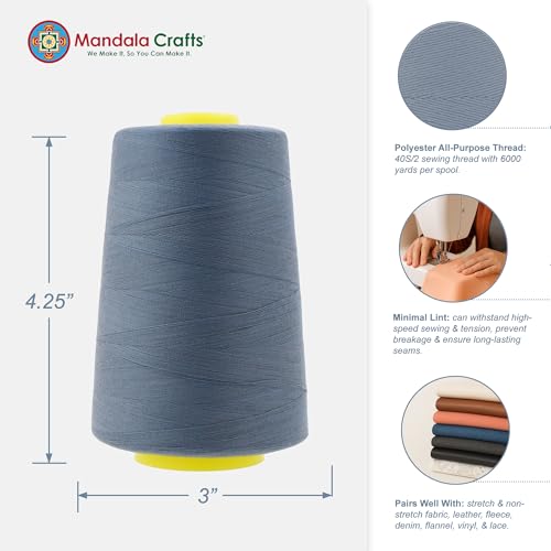 40S 2 Slate Gray Polyester 4 Pack of Serger Threads Cones (24000 Foot)
