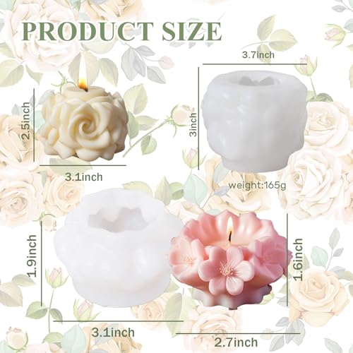 2 Pack Candle Molds Rose Flower Column Silicone Molds