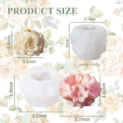 2 Pack Candle Molds Rose Flower Column Silicone Molds