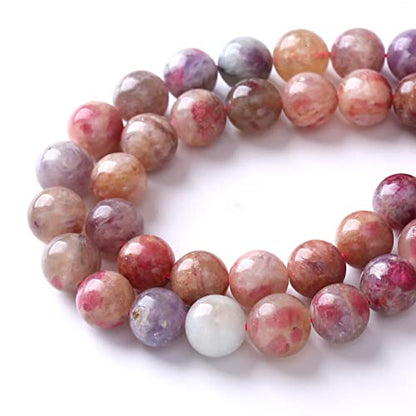 36pcs 10mm 5A Natural Pink Tourmaline Stone Beads Round Loose Spacer Healing Energy Beads for Jewelry Making DIY Bracelets Necklaces 15"