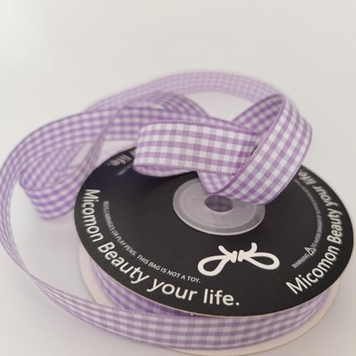 Purple Gingham Plaid Checked Ribbon 25 Yards Each Roll 100% Polyester (75 Foot)