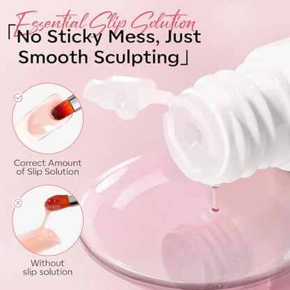Poly Gel Nail Kit 3 Colors Clear White Apricot with Slip Solution