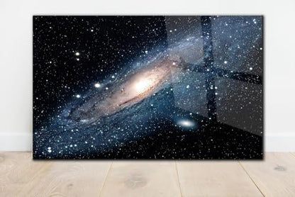 Andromeda Space Galaxy Glass Wall Art Painting for Living Room