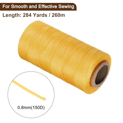 Leather Sewing Waxed Thread 284 Yards 0.8mm Gold