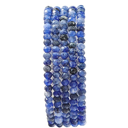 Natural Blue Sodalite Beads 4x2mm 120pcs Faceted Rondelle Loose Semi Gemstone Beads for Jewelry Making Design (120 Count)