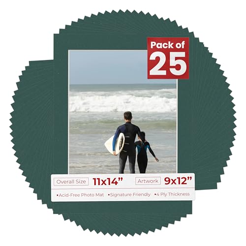 Pack of 25 Acid Free 11x14 Mats Bevel Cut for 9x12 Photos (25 Count)