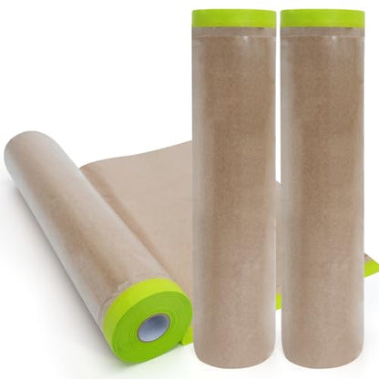 ADHES Pre Taped Masking Paper for Painting 24in x 50ft x 3rolls