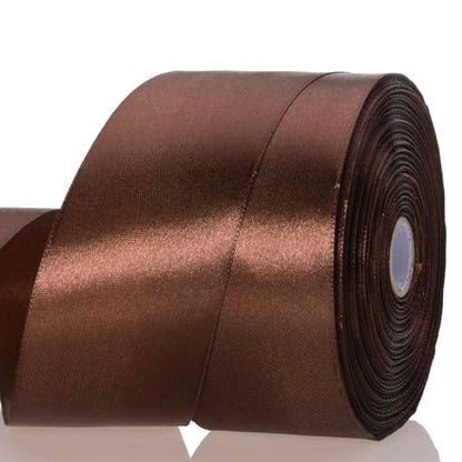 2 Inch Brown Solid Satin Ribbon for Gift Wrapping