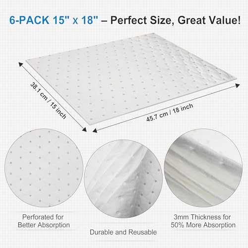 Oil Only Absorbent Pads Mat 15" X 18" 6 Packs Pre