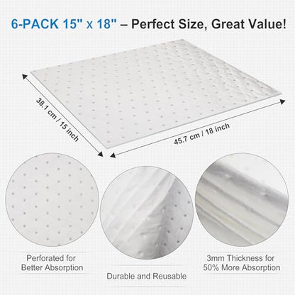 Oil Only Absorbent Pads Mat 15" X 18" 6 Packs Pre