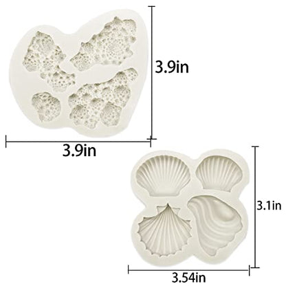 5 PCS Marine Theme Fondant Silicone Mold Seaweed Coral shell crab Shape DIY Handmade Baking Tools