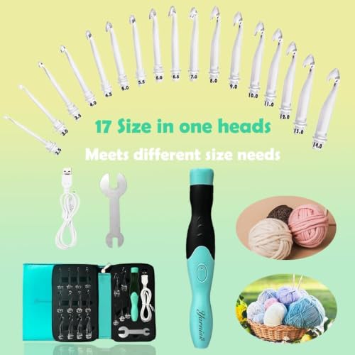 17 Sizes Lighted Crochet Hooks Set with Case 2.5mm~14.0mm (17 Count)
