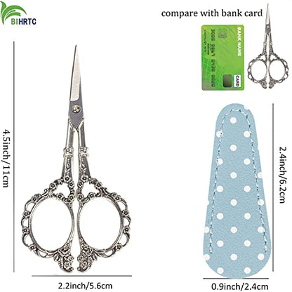 4.5inch Plum Blossom Embroidery Scissors with Leather Case (2 Count)
