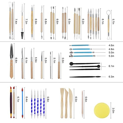 Pottery Clay Tools for Adults Sculpting (45 Count)