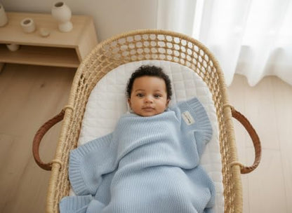 100% Organic Cotton Heritage Knit Textured Baby Quilt Blanket for Boys
