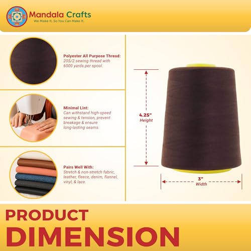 20S 2 Dark Brown Polyester 4 Pack of Serger Threads Cones (72000 Foot)