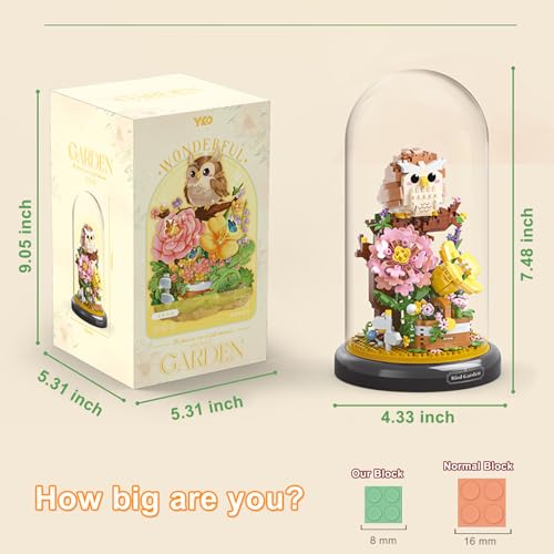 Owl Flower Bouquet Building Set Plants Friend Set Adults Bonsai Tree Party Favors for Kids Animal Building Blocks Set Valentine's Birthday Gift for Girlfriend Boys Girls Age 6