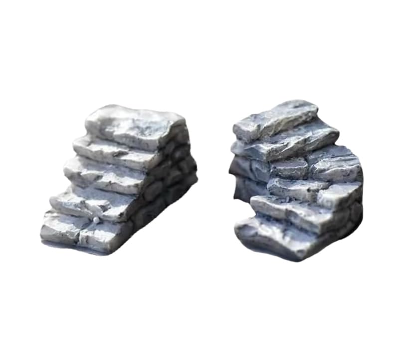 2 Pcs Curved Stone Steps Miniature Fairy Garden Accessories (2 Count)