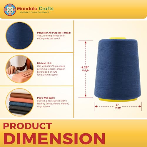 40S 2 Denim Polyester 4 Pack of Serger Threads Cones (4 Count)