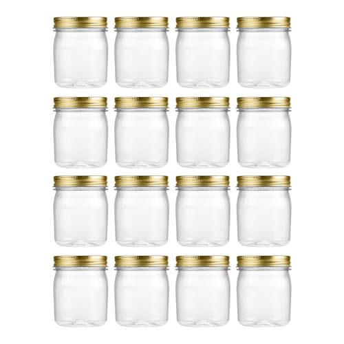 8 oz Plastic Mason Jars and Clear Plastic Jars with Lids 8 oz (16 Count)