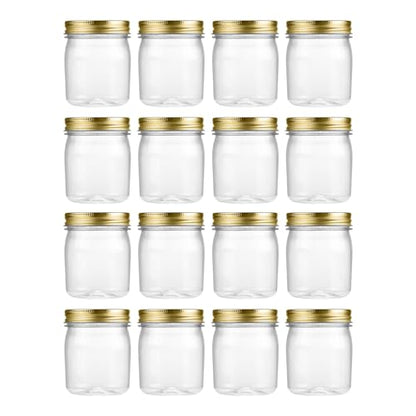 8 oz Plastic Mason Jars and Clear Plastic Jars with Lids 8 oz (16 Count)