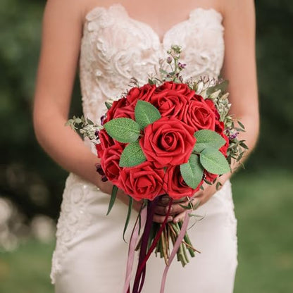 Red Rose 50pcs Real Looking Artificial Flowers w