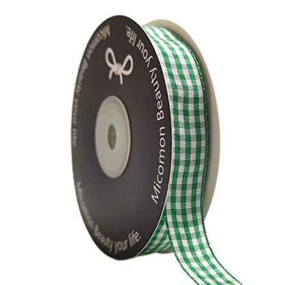 Green Gingham Plaid Checked Ribbon 25 Yards Each Roll 100% Polyester