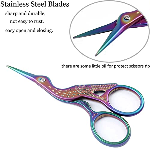 3.6inch Mini Scissor Bird Crane Embroidery Scissors Stainless Steel (2 Count)