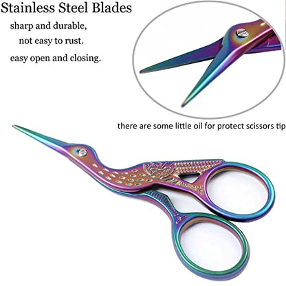 3.6inch Mini Scissor Bird Crane Embroidery Scissors Stainless Steel (2 Count)