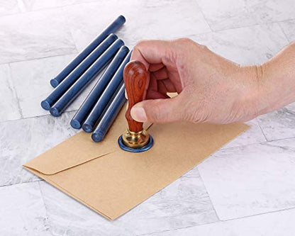 15Pcs Metallic Blue Glue Gun Sealing Wax Sticks for Wax Seal Stamp (15 Count)