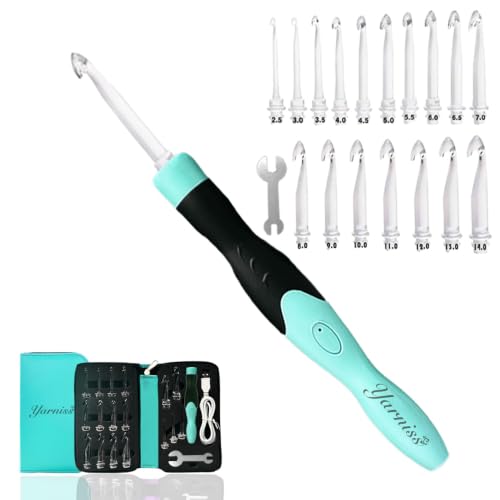 17 Sizes Lighted Crochet Hooks Set with Case 2.5mm~14.0mm (17 Count)