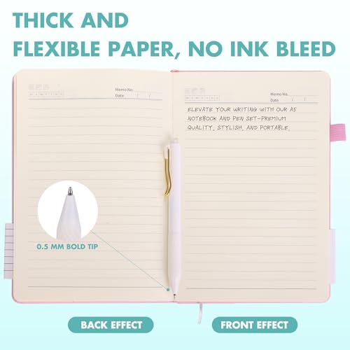 30 Set Lined Notebook Journals with Pens A5 Notebooks 100 GSM College Ruled Hardcover Notebook PU Leather Notepad with Pen Holder for Office School (60 Count)