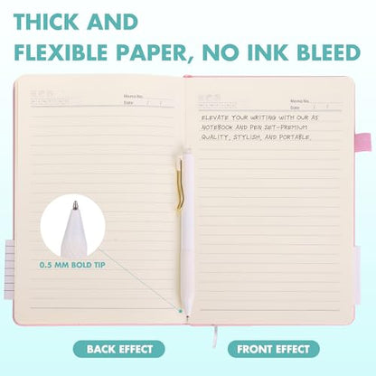 30 Set Lined Notebook Journals with Pens A5 Notebooks 100 GSM College Ruled Hardcover Notebook PU Leather Notepad with Pen Holder for Office School (60 Count)