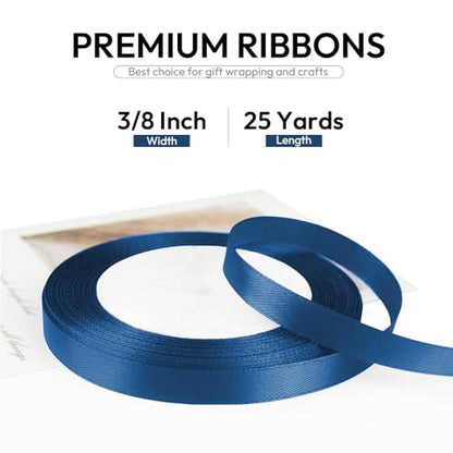 3 8 Inch 25 Yards Satin Ribbon Dark Blue
